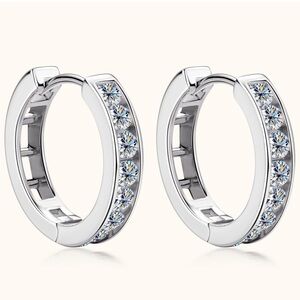 14k Diamond Huggie Hoop Earrings